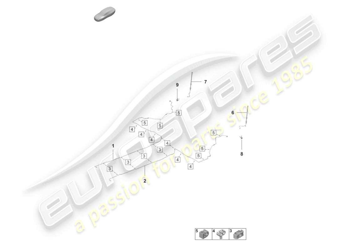 porsche 2021 (taycan 9j1-1) diagrama de piezas de la parte trasera de la parte inferior de la carrocería del centro de la línea de freno