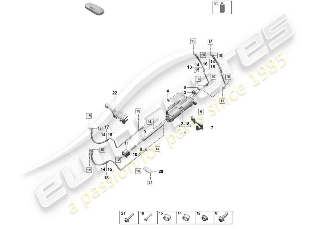 porsche 2025 (taycan 9j1-2) control de amortiguación eléctrica activa diagrama de piezas