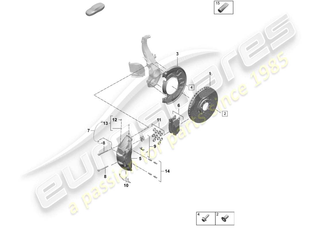 porsche 2025 (taycan 9j1-2) freno de disco 19 eje delantero neodimio diagrama de piezas