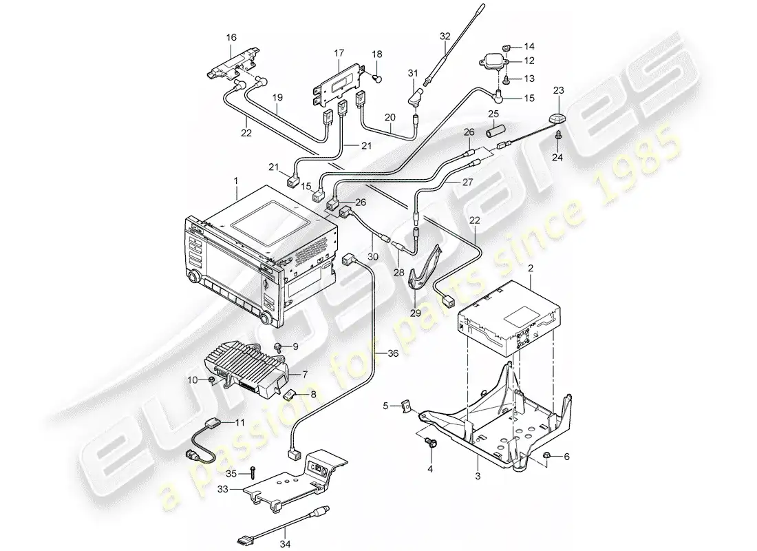 porsche 2012 (997-2 turbo / gt2 rs) unidad operativa diagrama de piezas