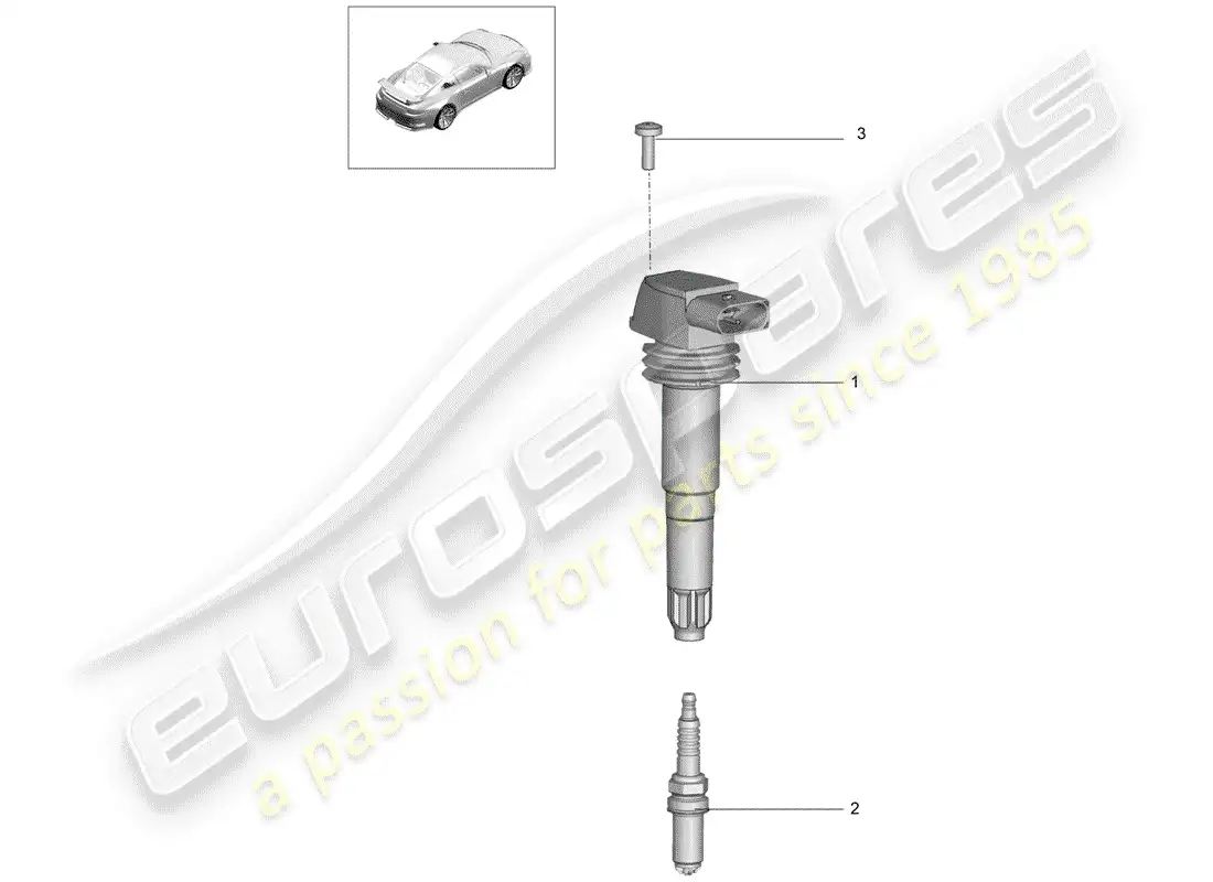 porsche 2014 (991-1 r/gt3/rs) sistema de encendido diagrama de piezas