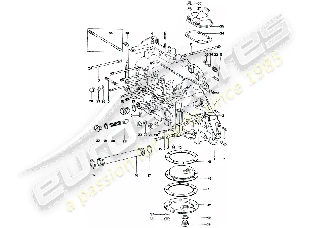 porsche 1971 (914) crankcase diagrama de piezas