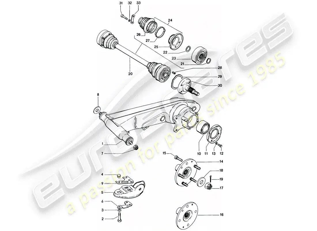 porsche 1971 (914) eje posterior diagrama de piezas