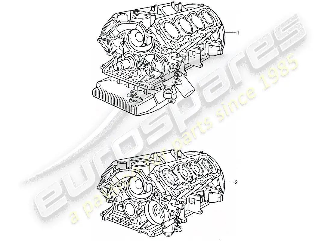 porsche 1990 (928) motor de repuesto - motor corto - carter diagrama de piezas