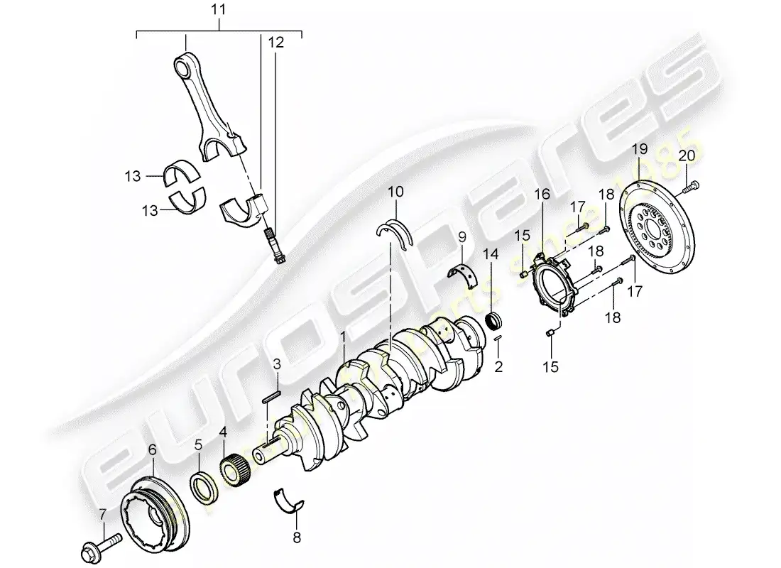 porsche 2005 (carrera gt) cigüeñal - biela diagrama de piezas