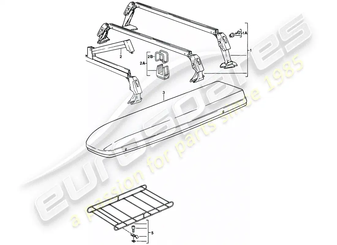porsche 1989 (911) diagrama de piezas del sistema de transporte del techo