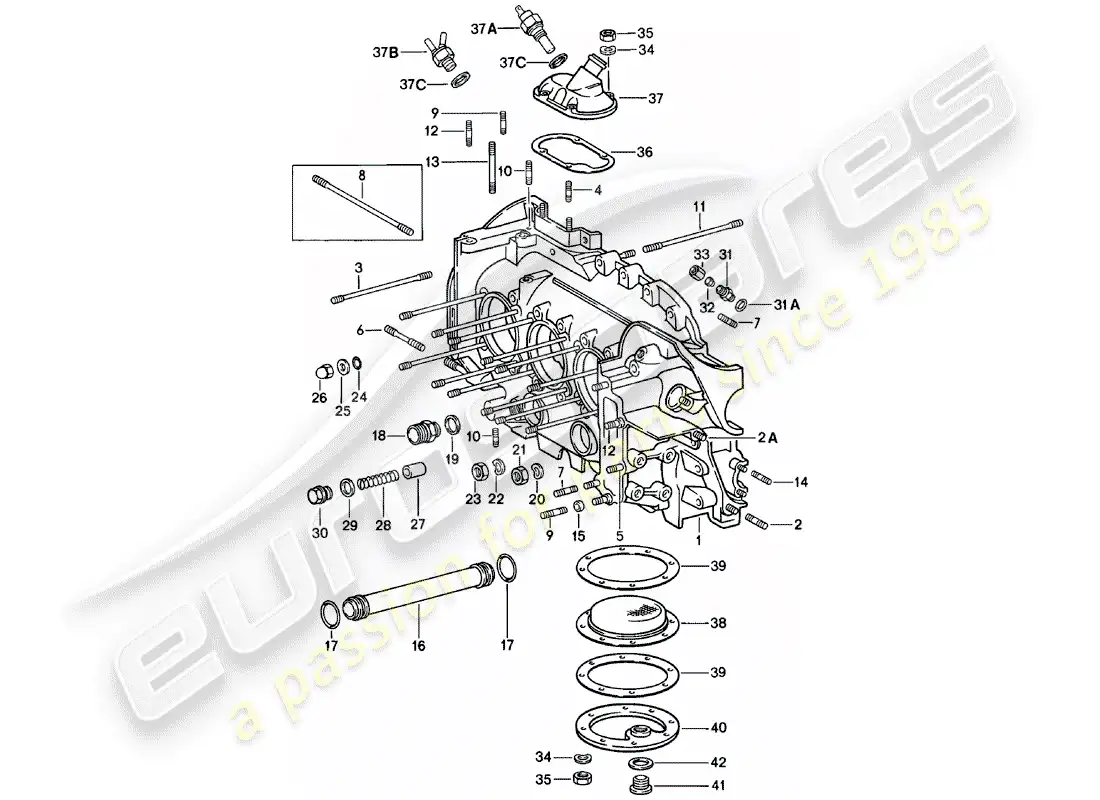 porsche 1980 (911) crankcase - juego de reparación para mantenimiento - ver ilustración: diagrama de piezas
