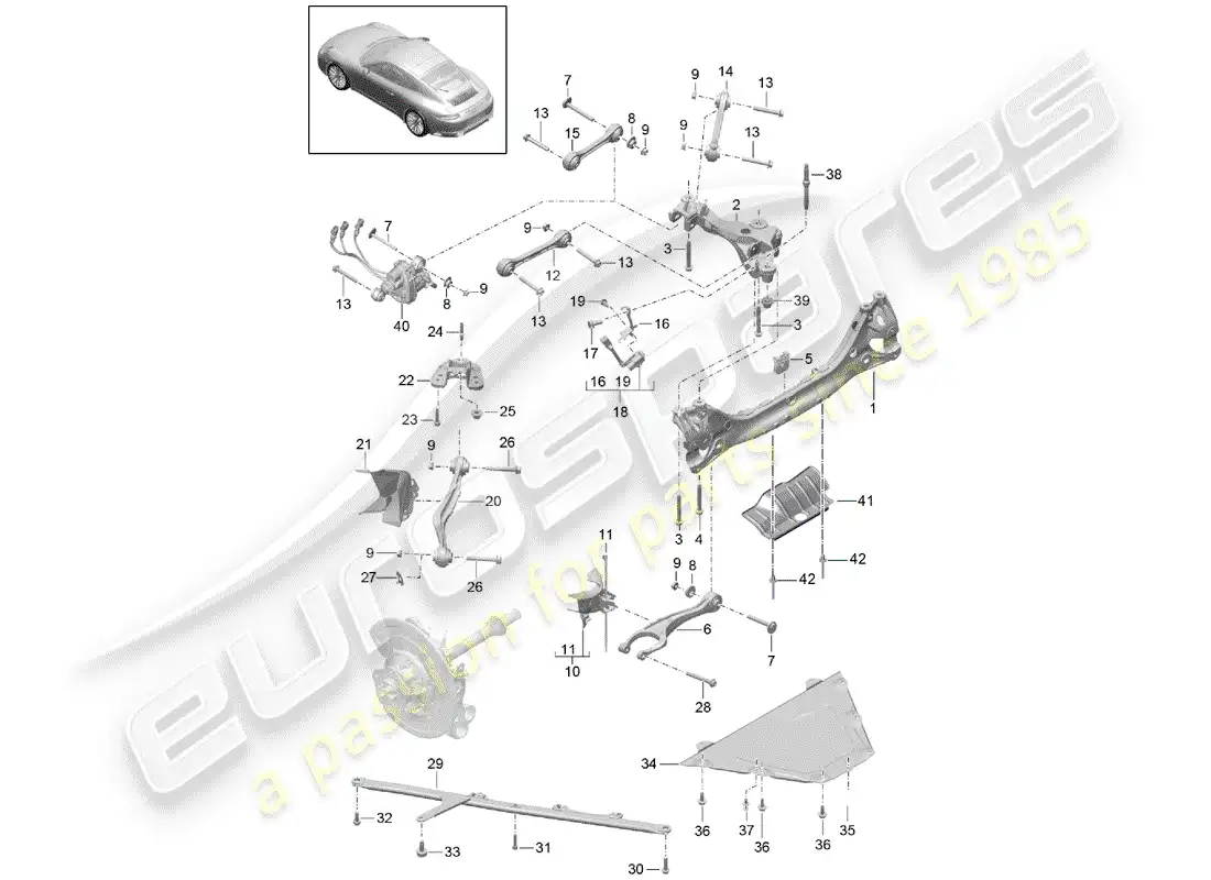 porsche 2019 (991-2) eje posterior diagrama de piezas