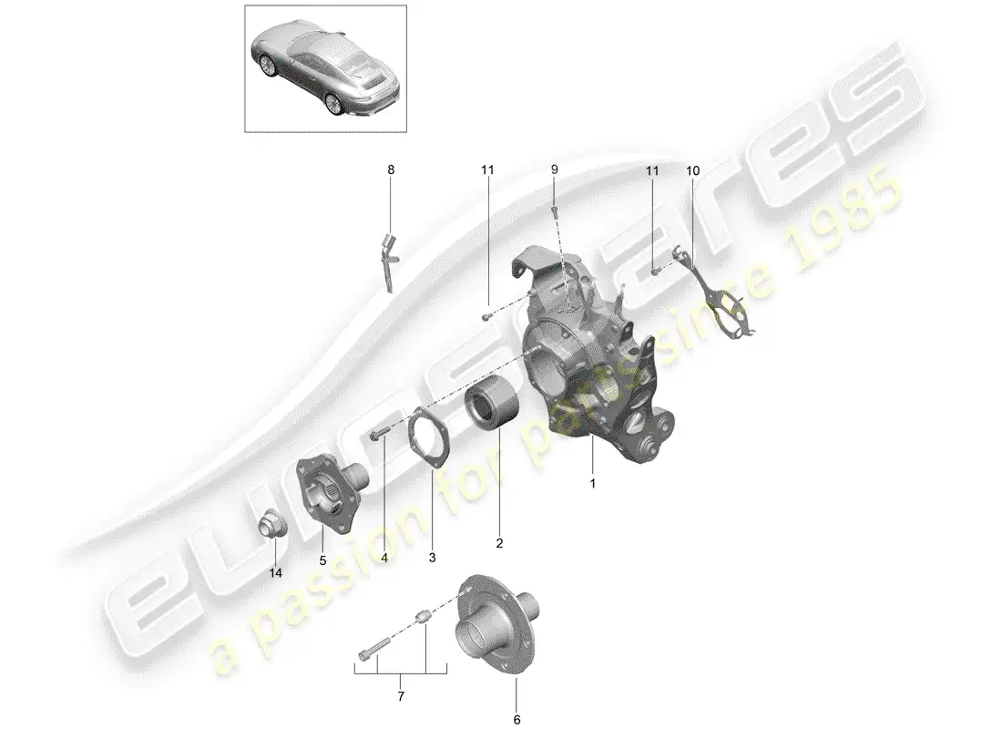 porsche 2019 (991-2) eje posterior diagrama de piezas