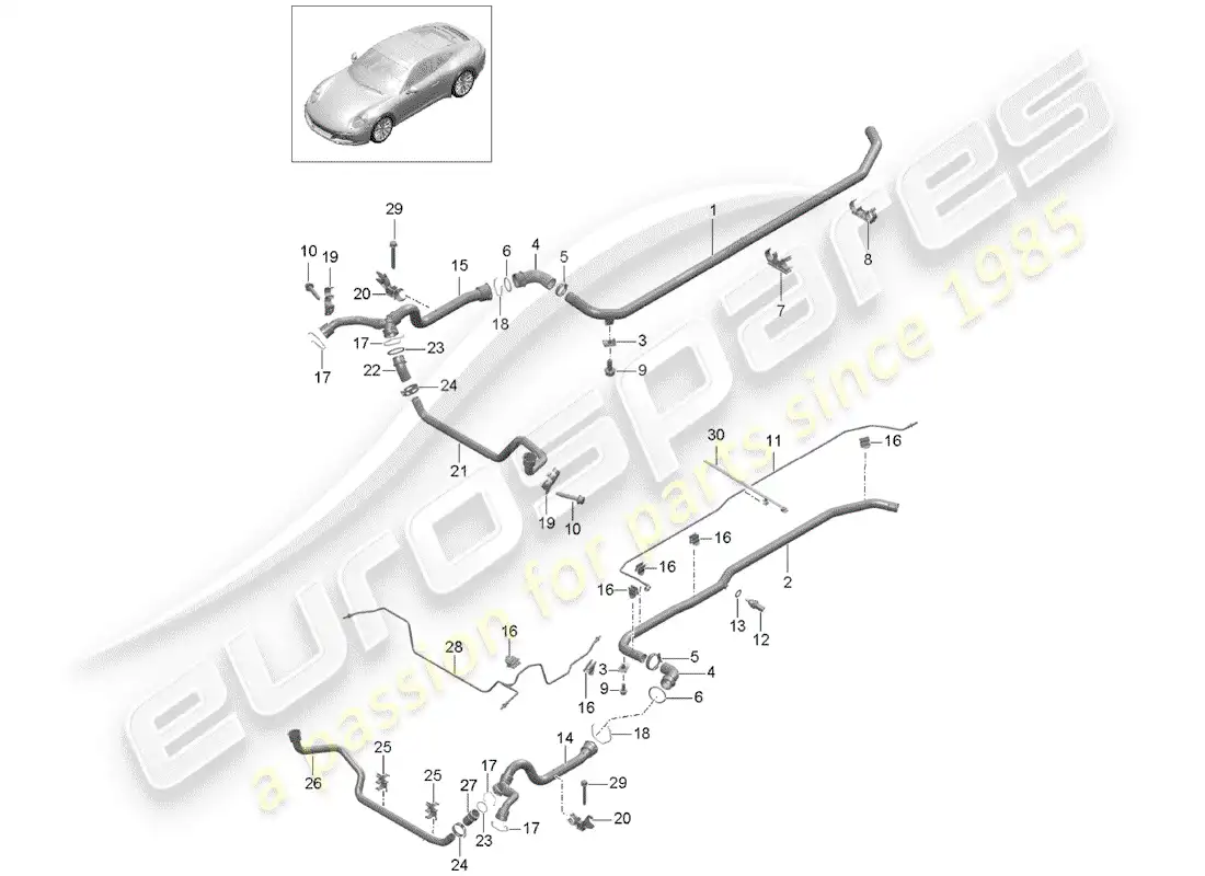 porsche 2019 (991-2) water cooling diagrama de piezas