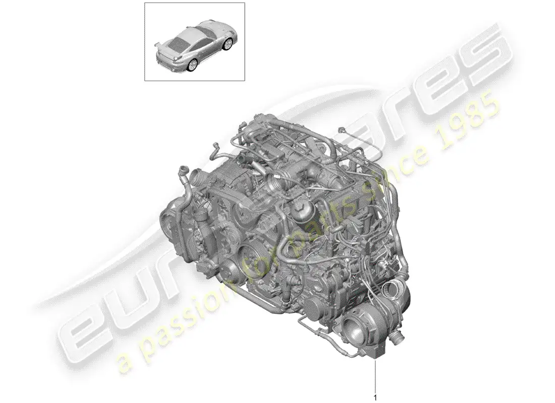 porsche 2014 (991-1 turbo) motor de repuesto diagrama de piezas