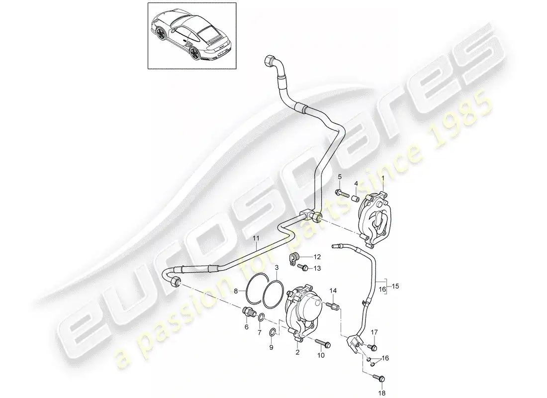 porsche 2011 (997-2 turbo / gt2 rs) diagrama de piezas de suministro de aceite