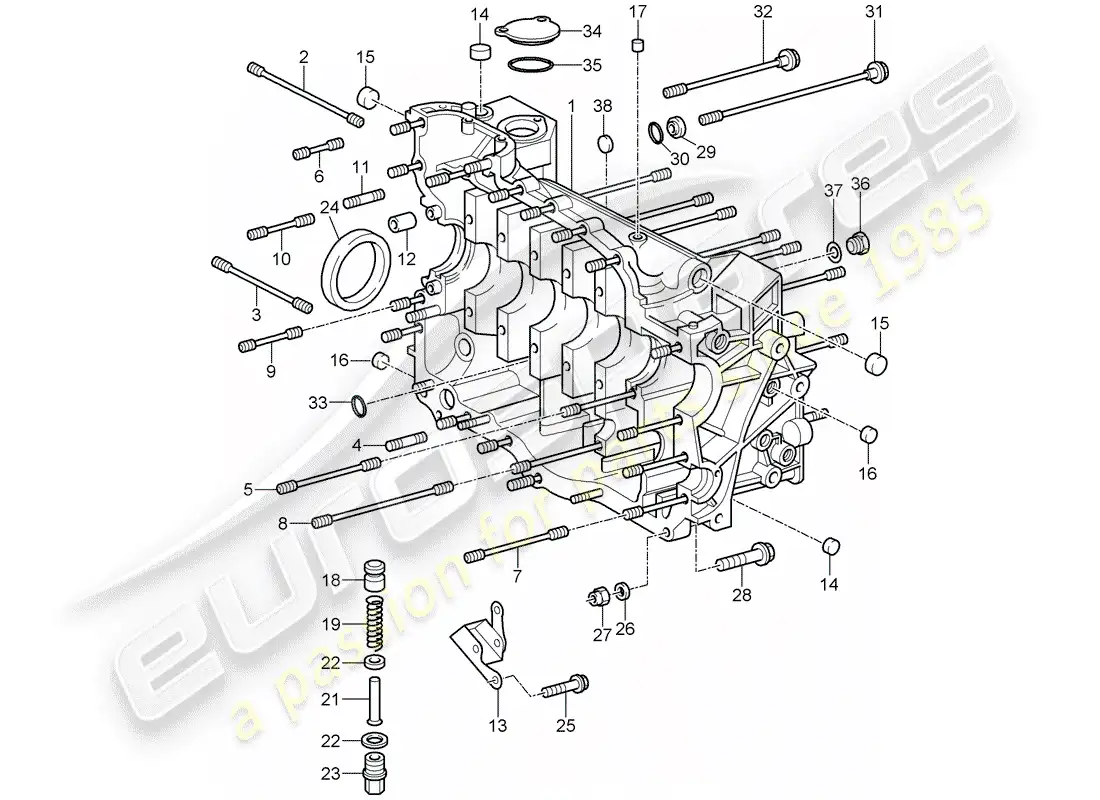 porsche 2011 (997-2 gt3) crankcase diagrama de piezas