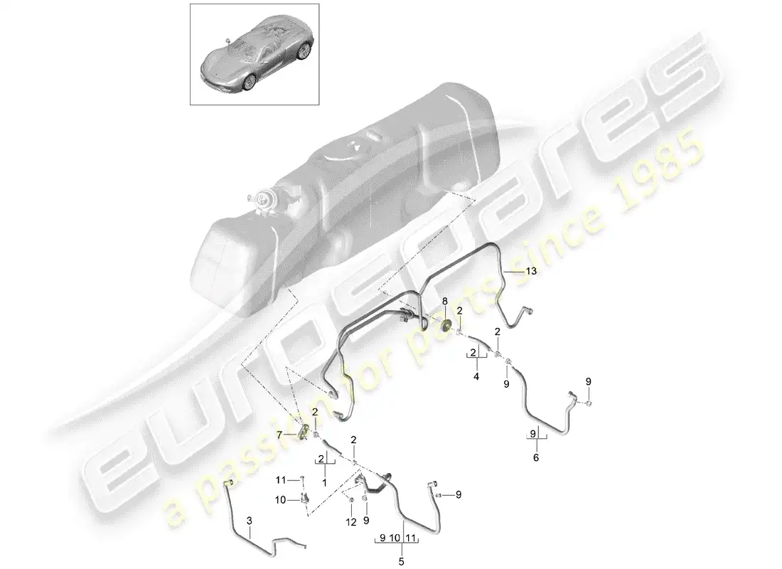 porsche 2015 (918 spyder) fuel system diagrama de piezas