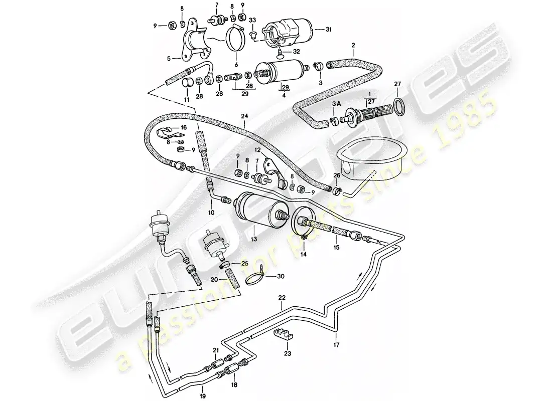 porsche 1984 (944) fuel system diagrama de piezas