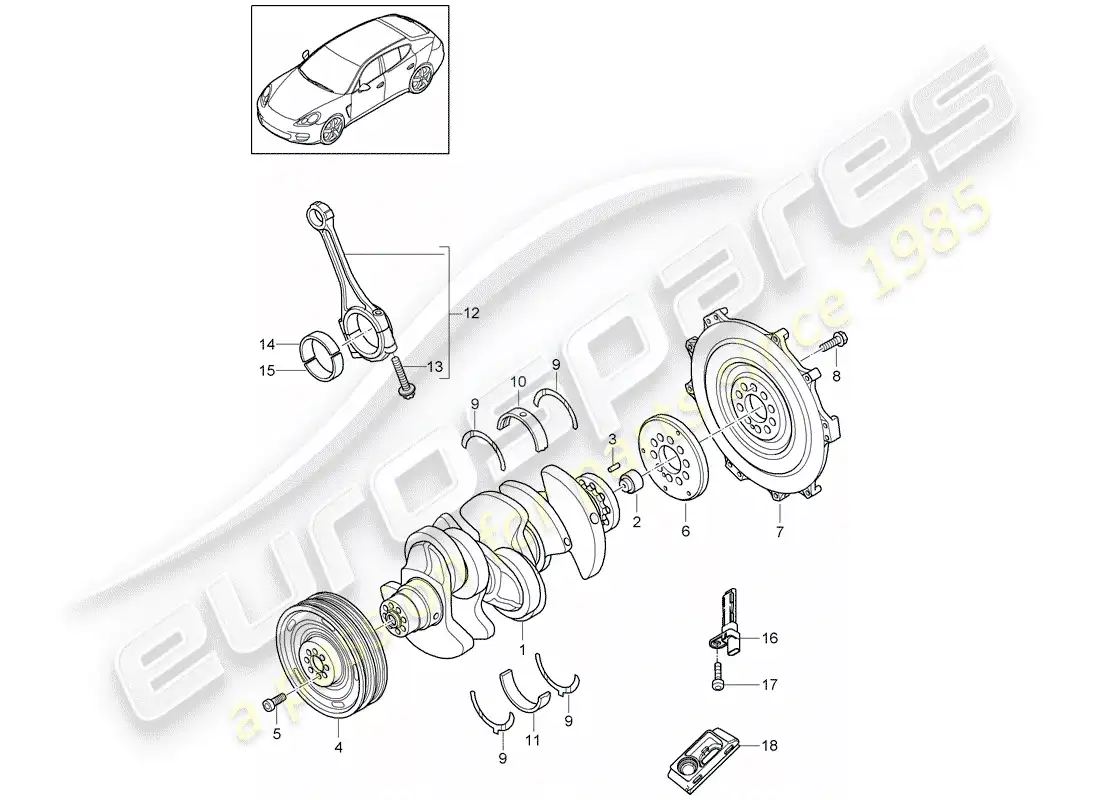 porsche 2012 (panamera 970) cigüeñal diagrama de piezas