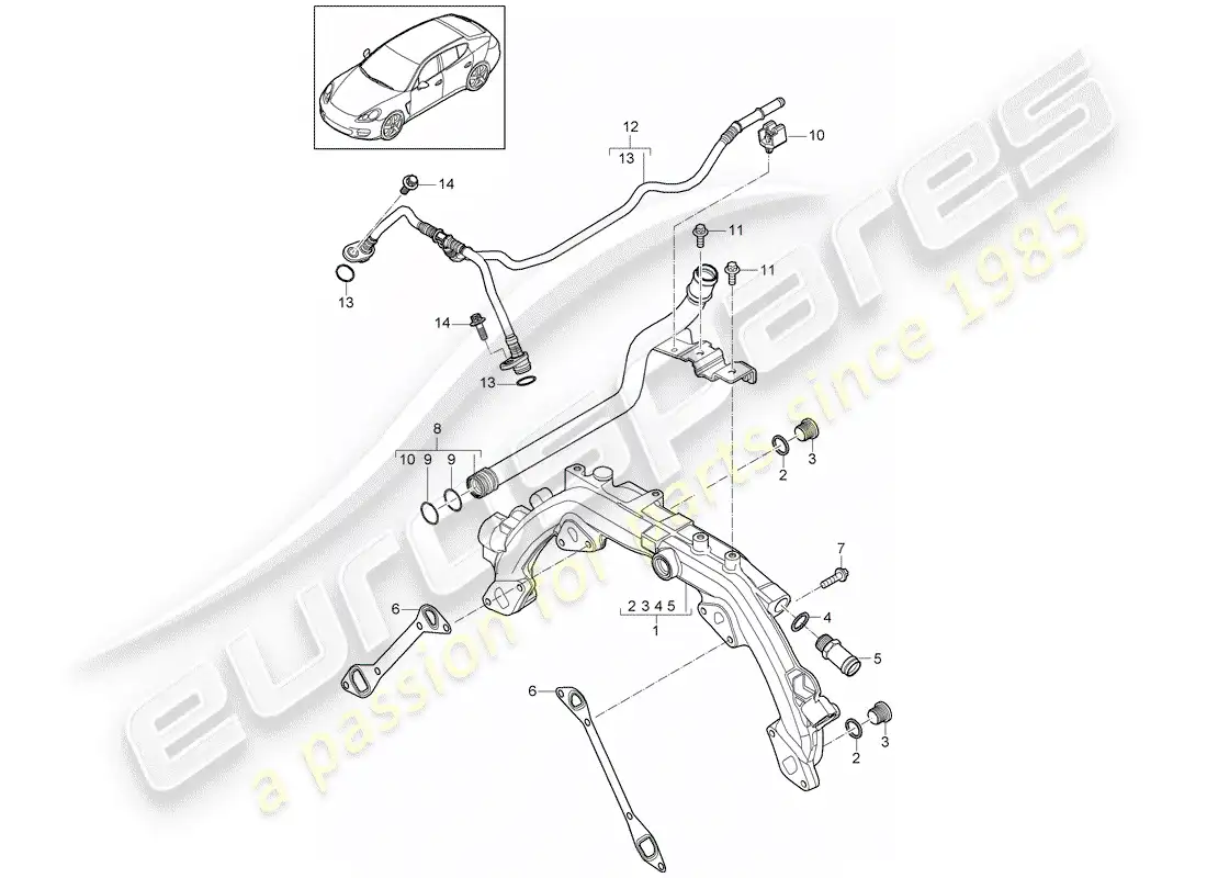 porsche 2012 (panamera 970) refrigeración por agua 1 diagrama de piezas