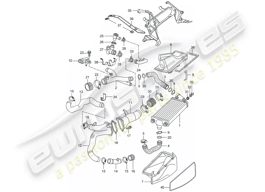 porsche 2002 (996 turbo / gt2) turbocargación diagrama de piezas