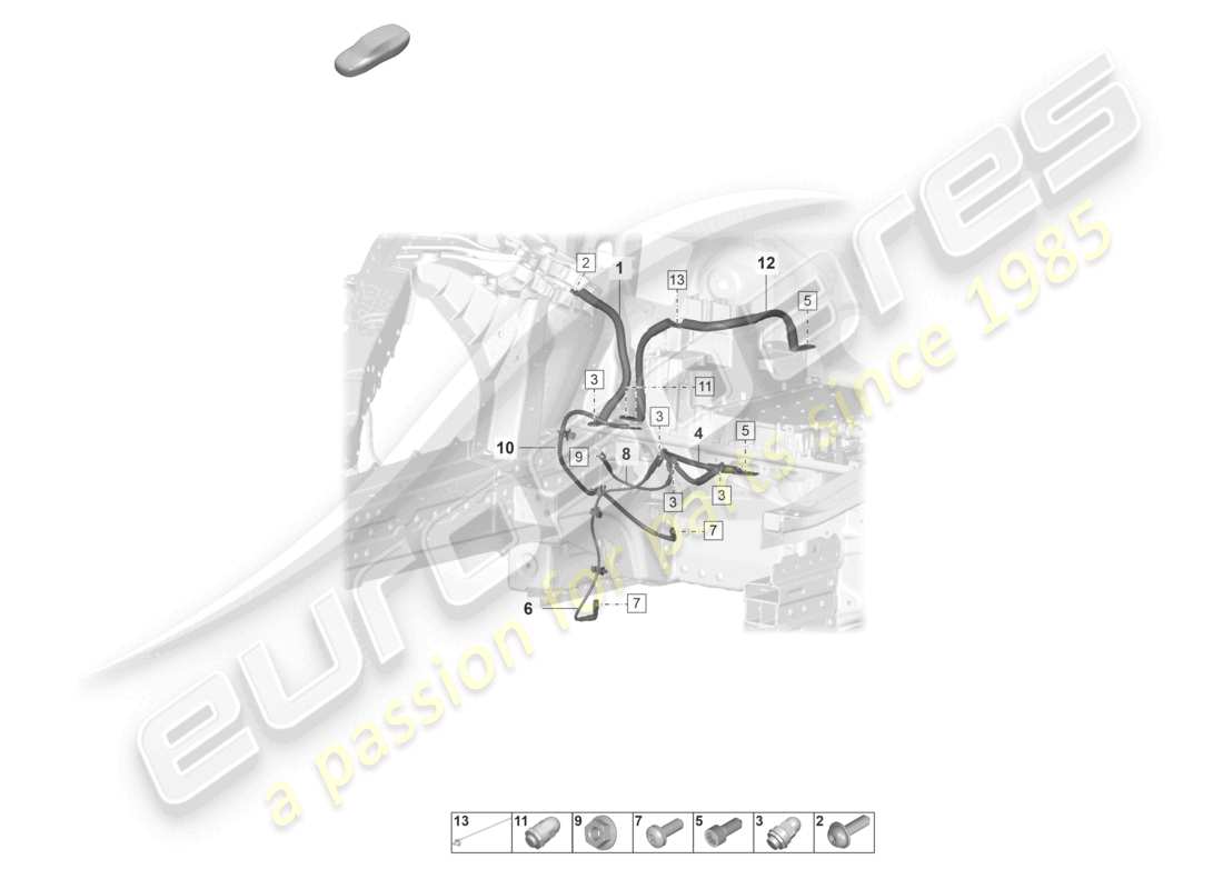 porsche 2021 (taycan 9j1-1) diagrama de partes de la línea de tierra