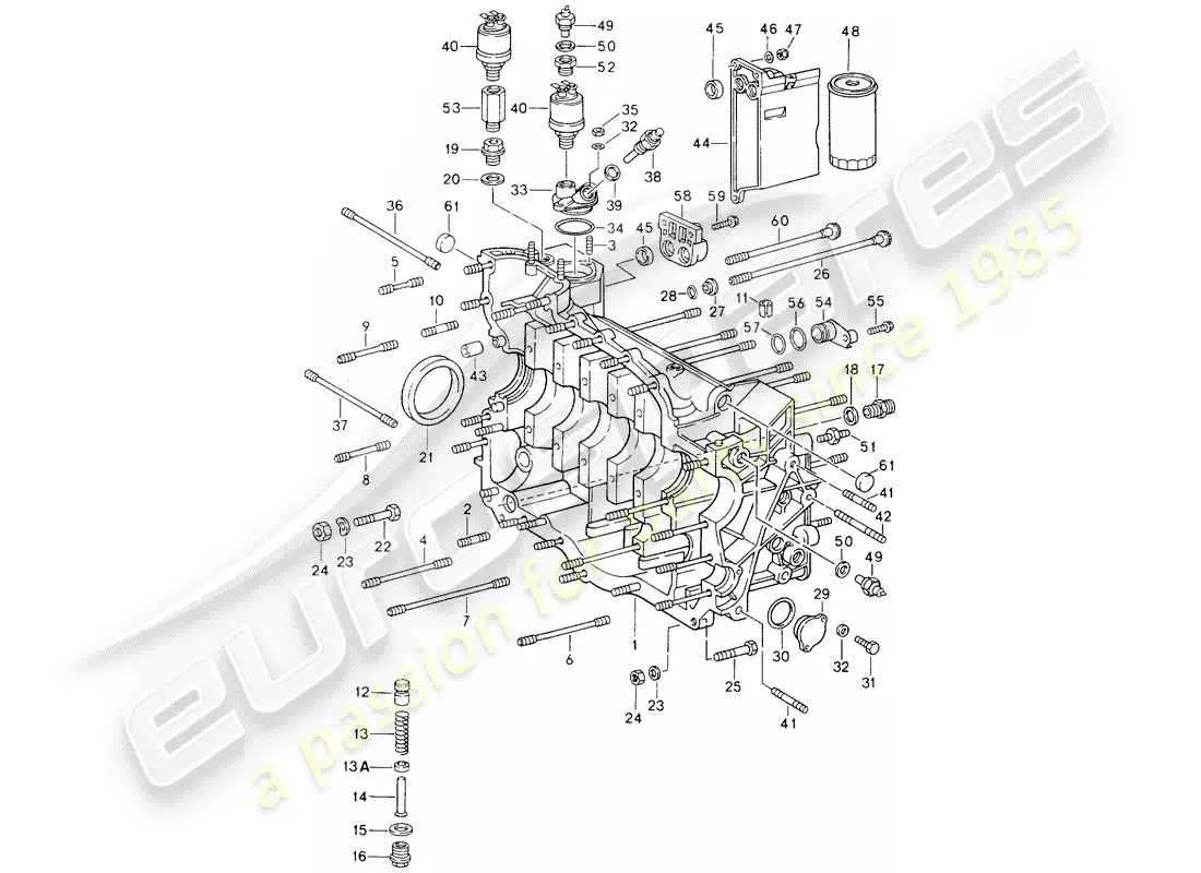 porsche 1991 (964) crankcase diagrama de piezas