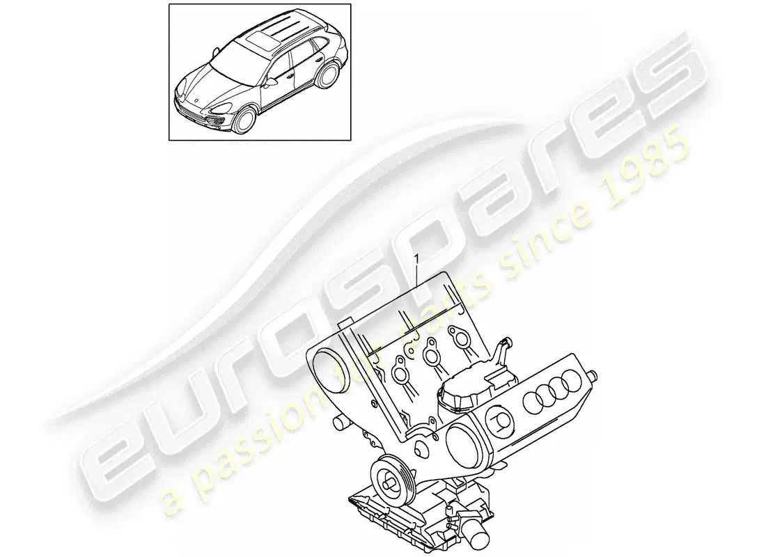 porsche 2010 (cayenne e1 9pa) bloque largo diagrama de piezas
