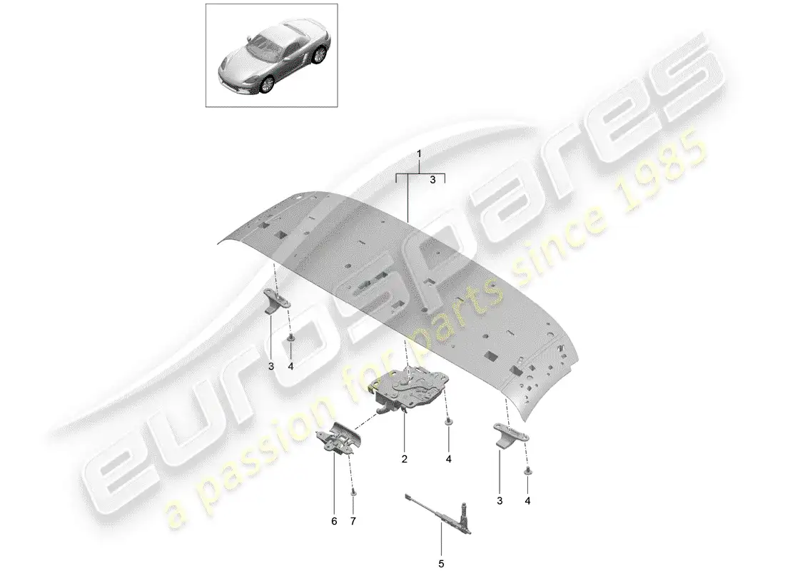 porsche 2017 (718 boxster) marco superior diagrama de piezas