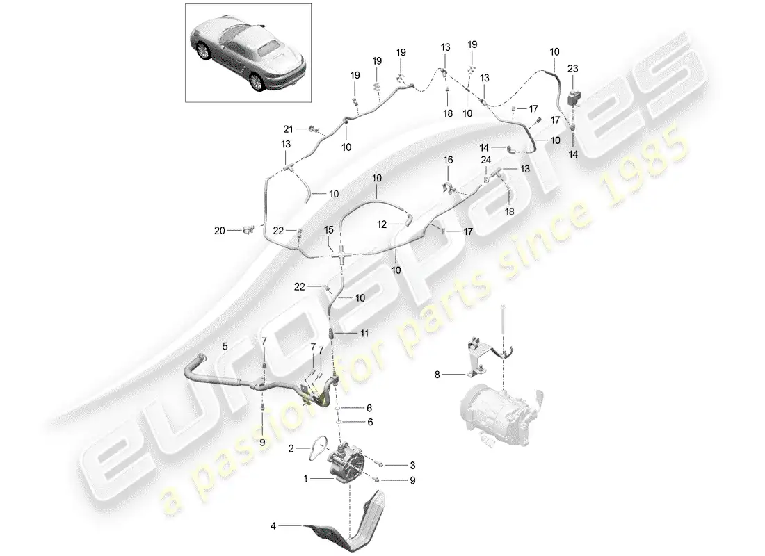 porsche 2017 (718 boxster) sistema de vacío diagrama de piezas