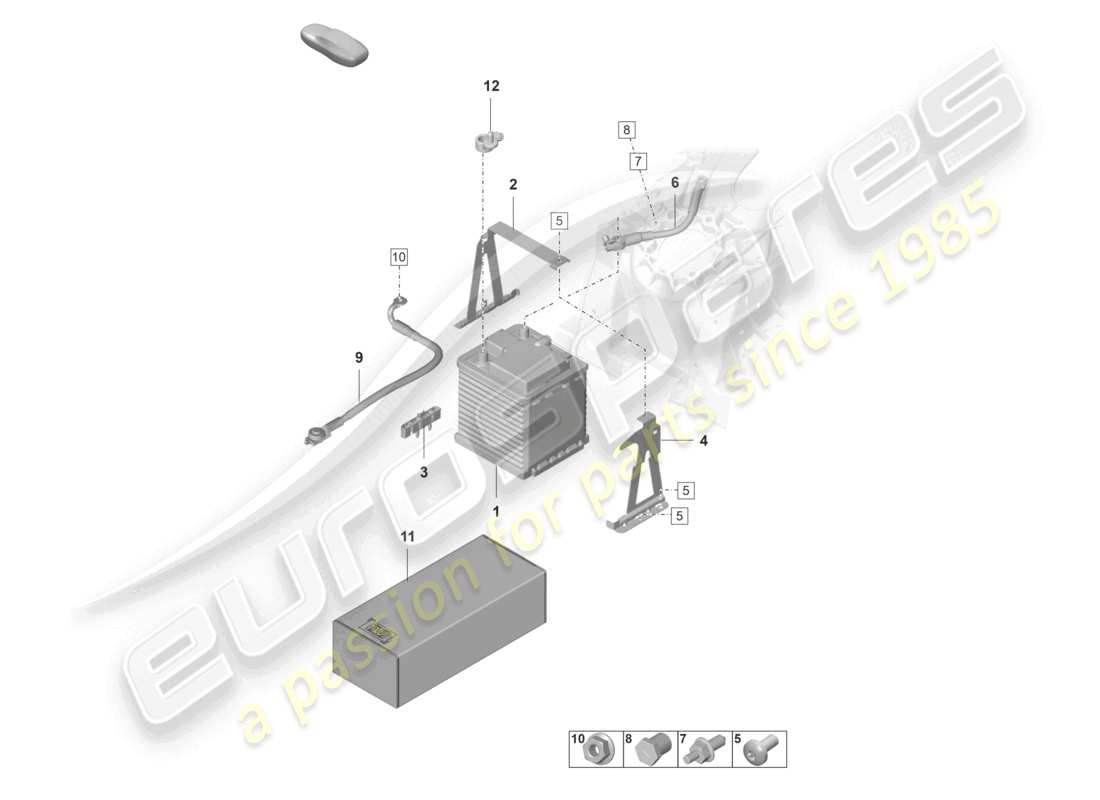 porsche 2022 (taycan 9j1-1) batería de litio diagrama de piezas