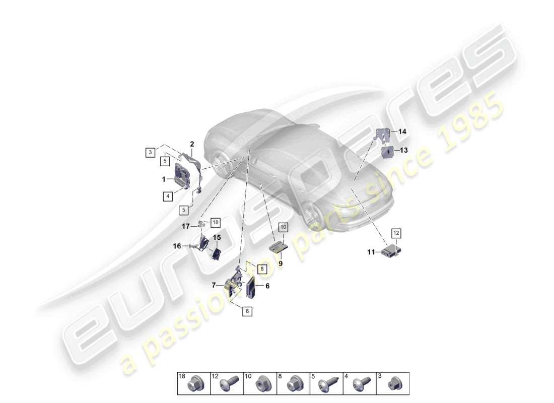 porsche 2026 (panamera 976) unidades de control motor caja de cambios bomba de combustible unidad de control para termogestión unidad de control para puerta de enlace diagrama de piezas