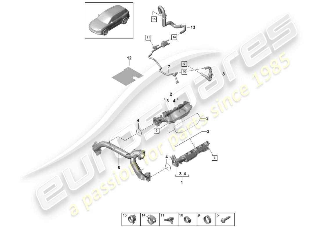 porsche 2024 (cayenne e3 9ya/9yb) diagrama de piezas del sistema de ventilación del colector de admisión del tanque de combustible