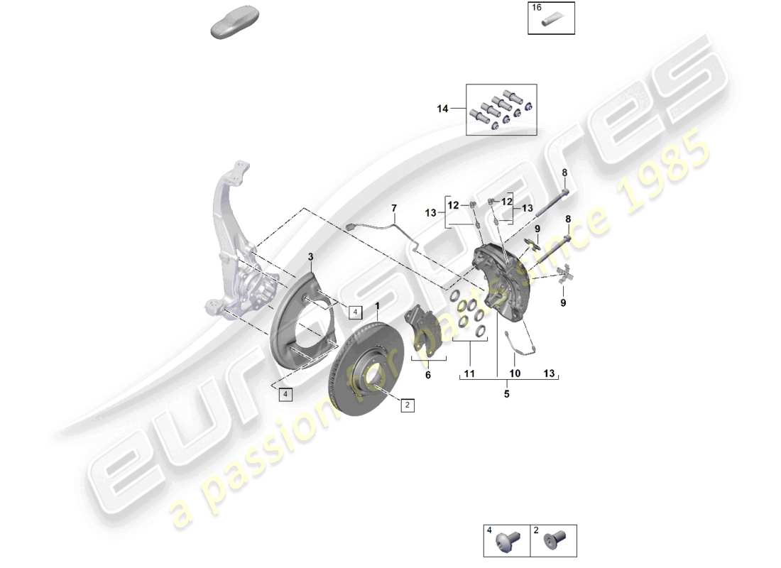 porsche 2021 (taycan 9j1-1) freno de disco 19 eje delantero blanco/negro d >>- mj 2020 diagrama de piezas