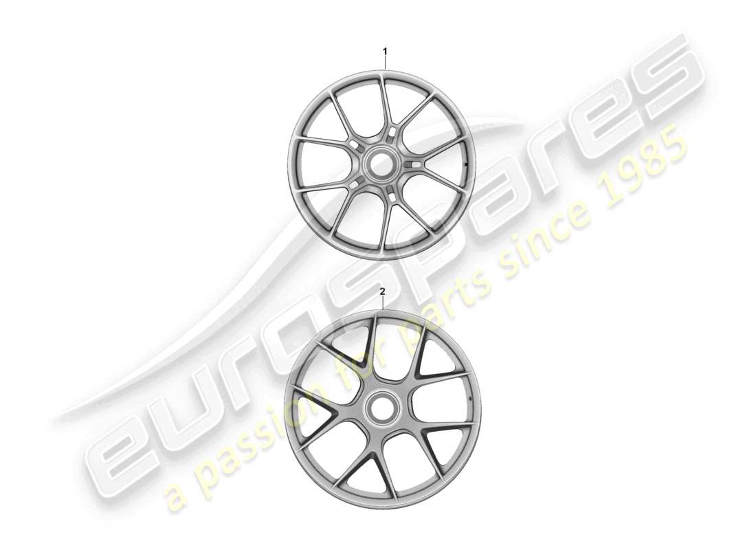 porsche 2025 (992-2 gt3) diagrama de piezas de llanta de aleación con cierre centralizado