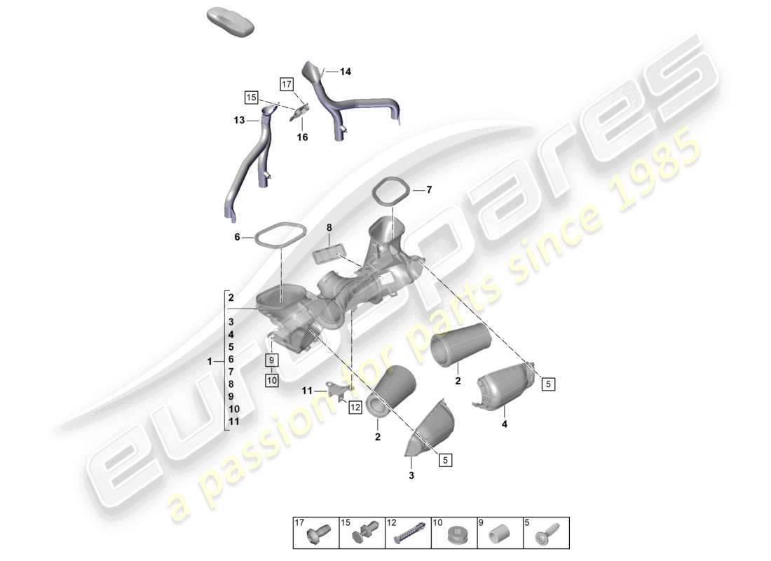 porsche 2025 (992-2 gt3) diagrama de piezas del filtro de aire