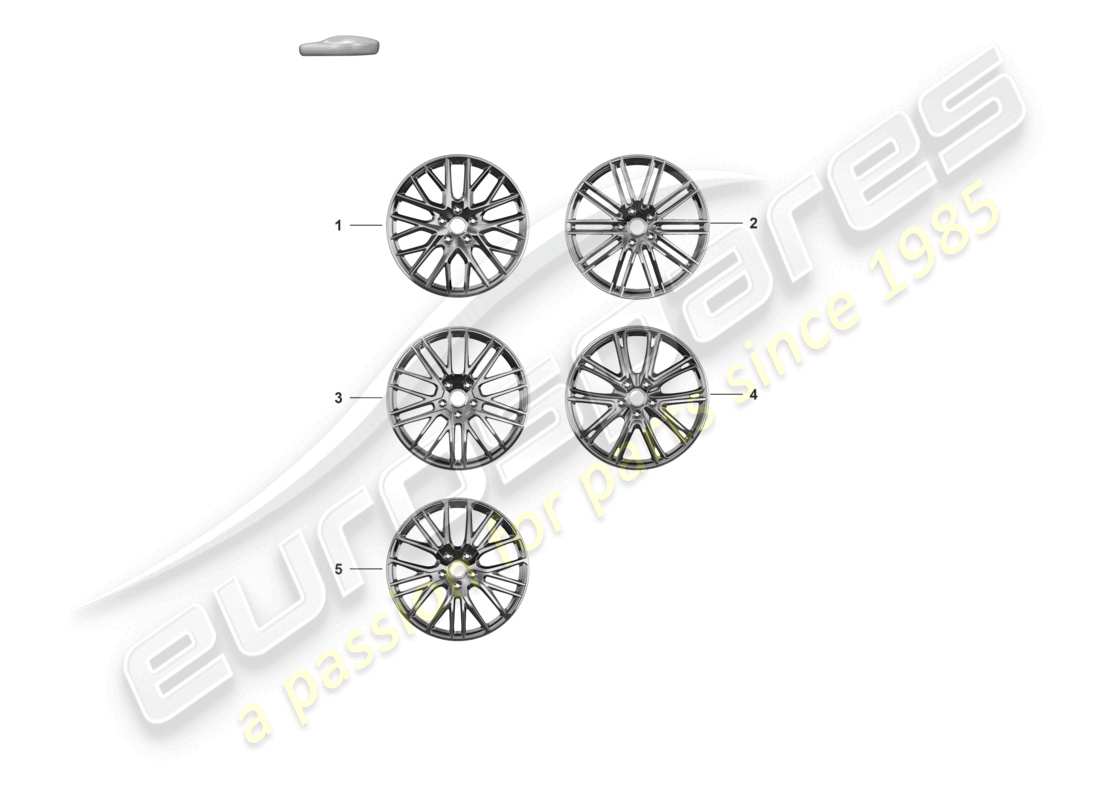 porsche 2022 (panamera 971-2) diagrama de piezas de la rueda de aleación 21