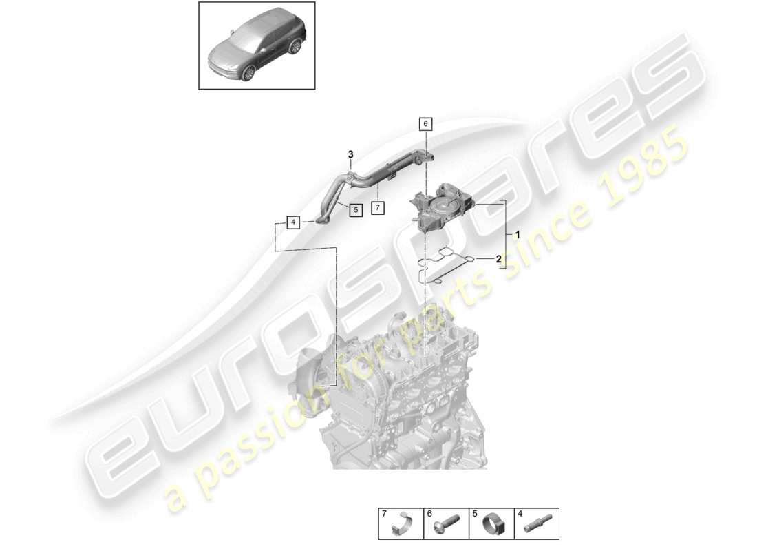 porsche 2024 (cayenne e3 9ya/9yb) separador de aceite línea de ventilación ventilación del cárter diagrama de piezas