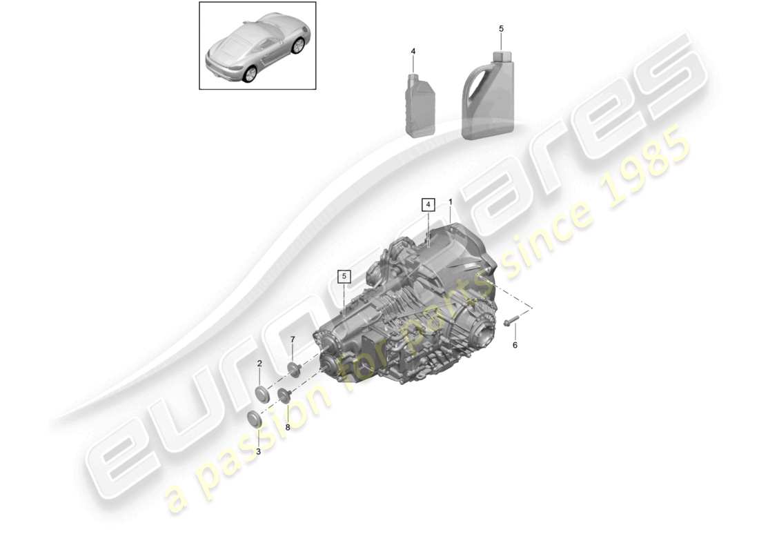 porsche 2025 (718 cayman) - pdk - diagrama de piezas de la caja de cambios