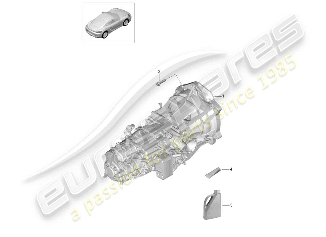 porsche 2025 (718 cayman) diagrama de piezas de la caja de cambios manual