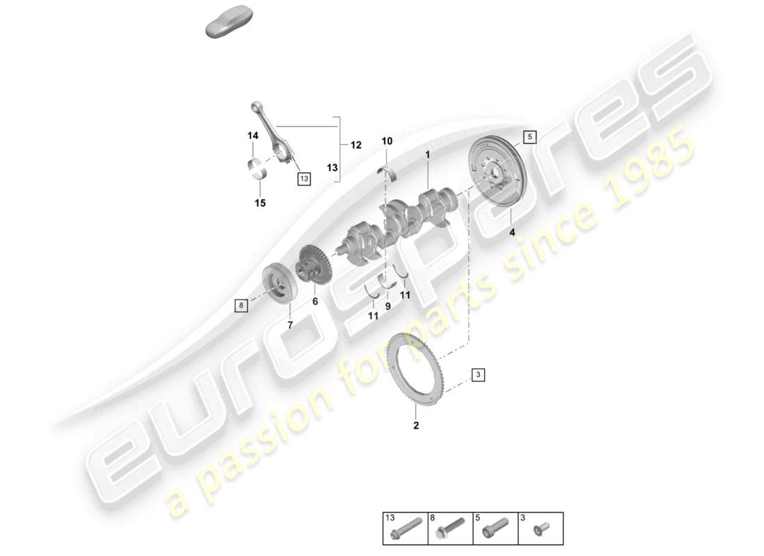 porsche 2023 (cayenne e3 pa) diagrama de piezas del amortiguador de vibraciones de la biela del cigüeñal