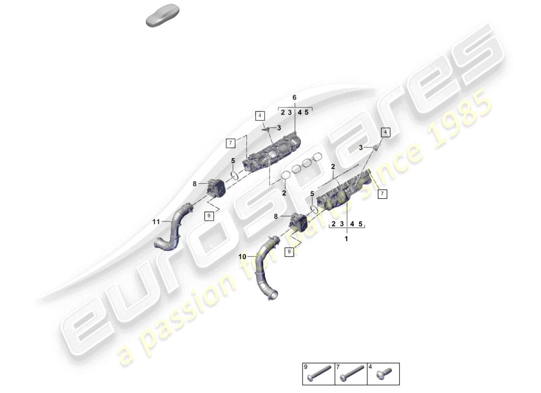 porsche 2026 (panamera 976) diagrama de piezas del adaptador de la válvula de mariposa del colector de admisión