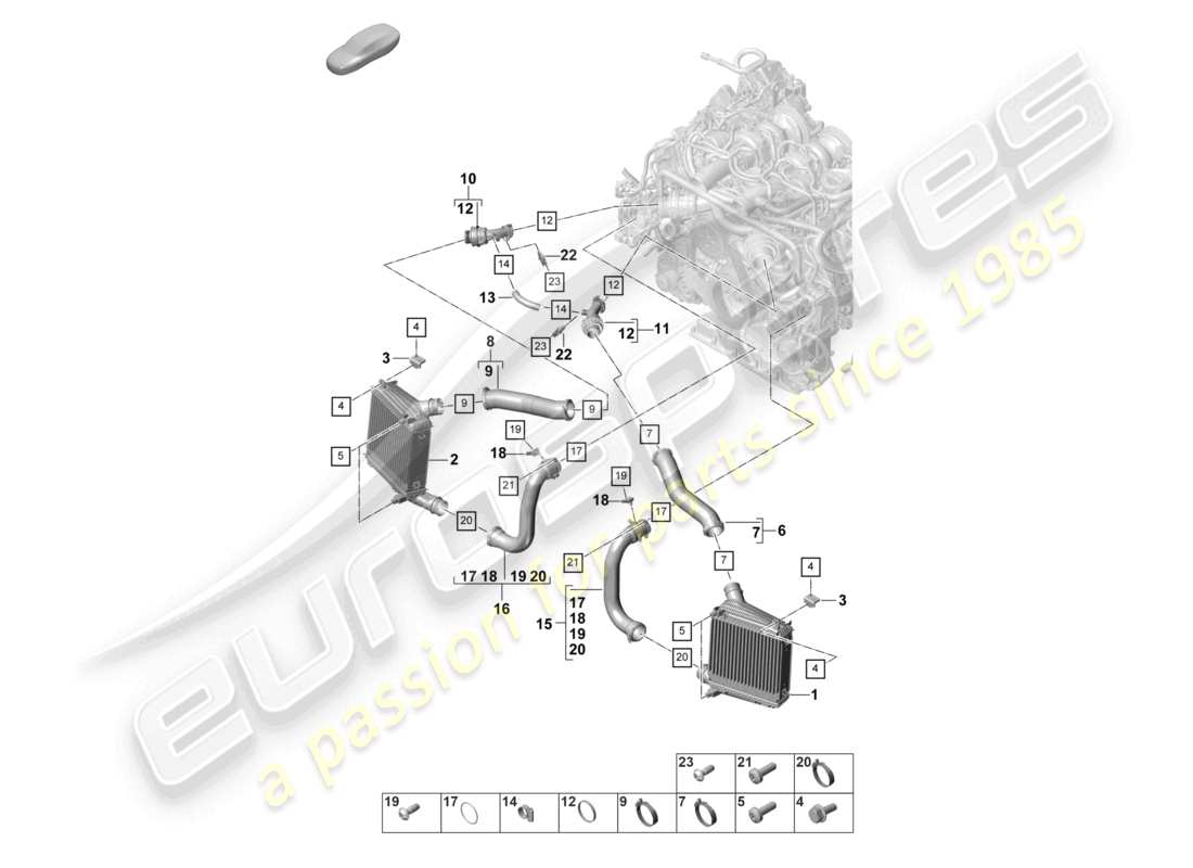 porsche 2022 (panamera 971-2) diagrama de piezas del tubo de presión del enfriador de aire de carga