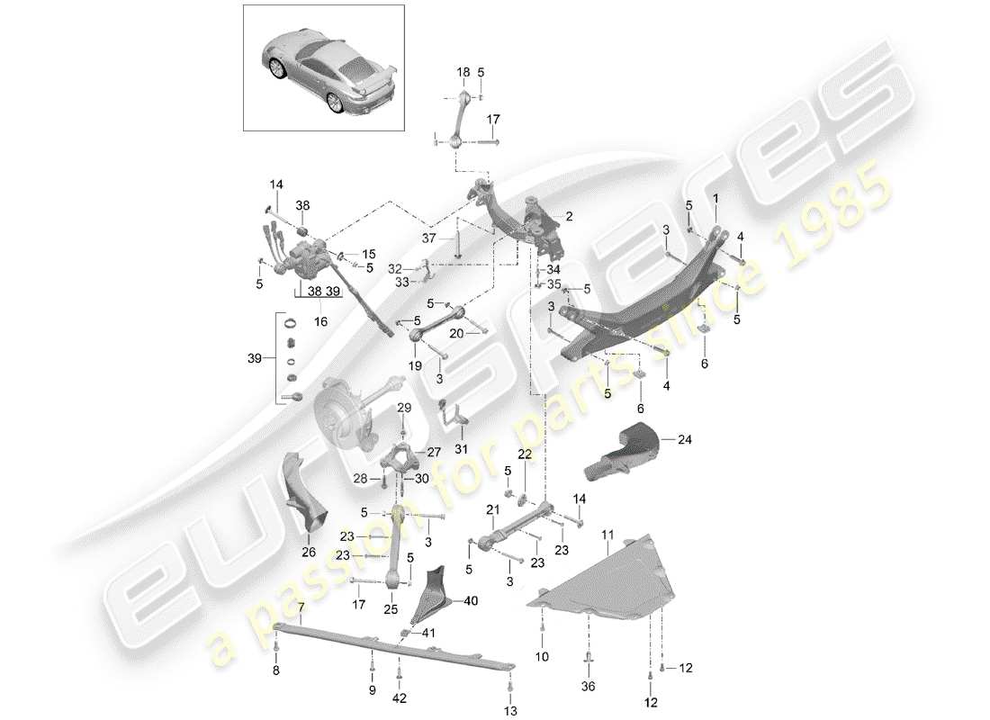 porsche 2018 (991-2 turbo) travesaño diagrama de piezas