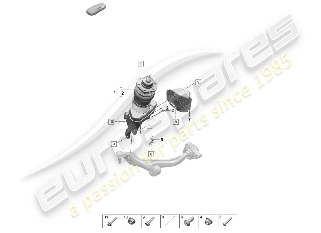 porsche 2026 (taycan 9j1-2) suspensión neumática control de amortiguación eléctrico activo diagrama de piezas