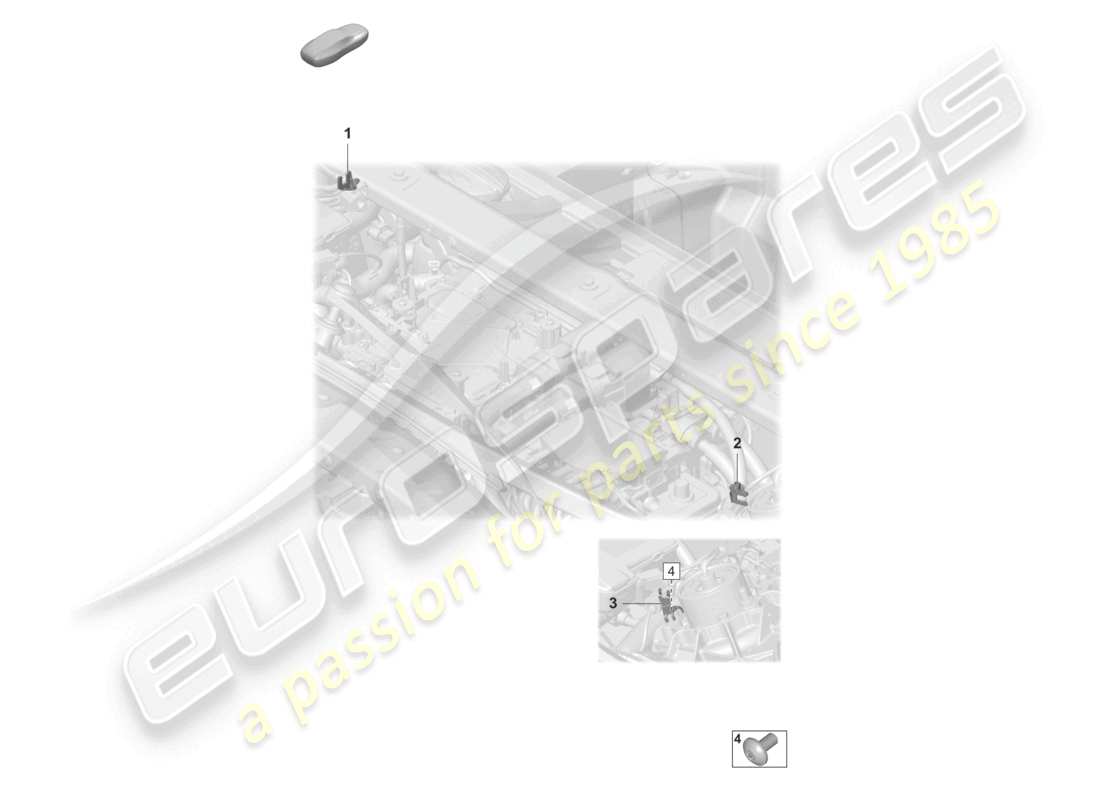 porsche 2021 (taycan 9j1-1) diagrama de piezas del soporte del cable del amortiguador de gas