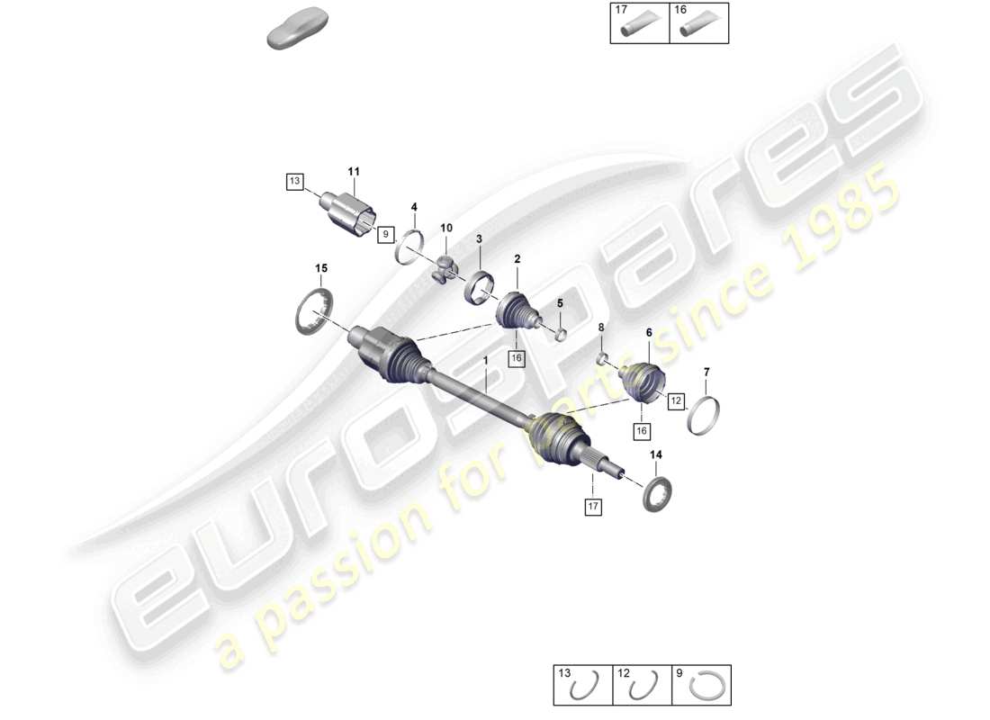 porsche 2022 (panamera 971-2) diagrama de piezas del eje delantero del eje de transmisión
