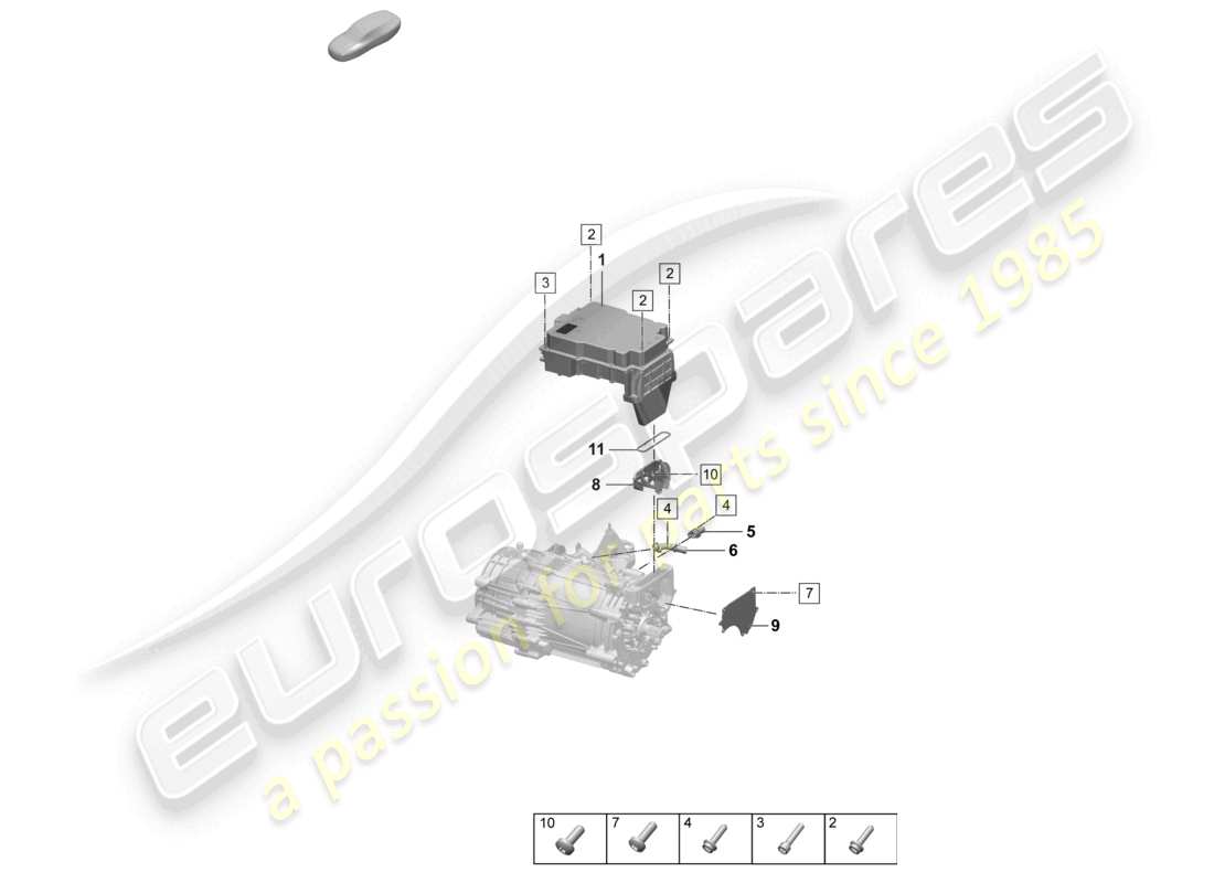 porsche 2026 (taycan 9j1-2) motor de tracción para accionamiento eléctrico piezas individuales eje delantero diagrama de piezas