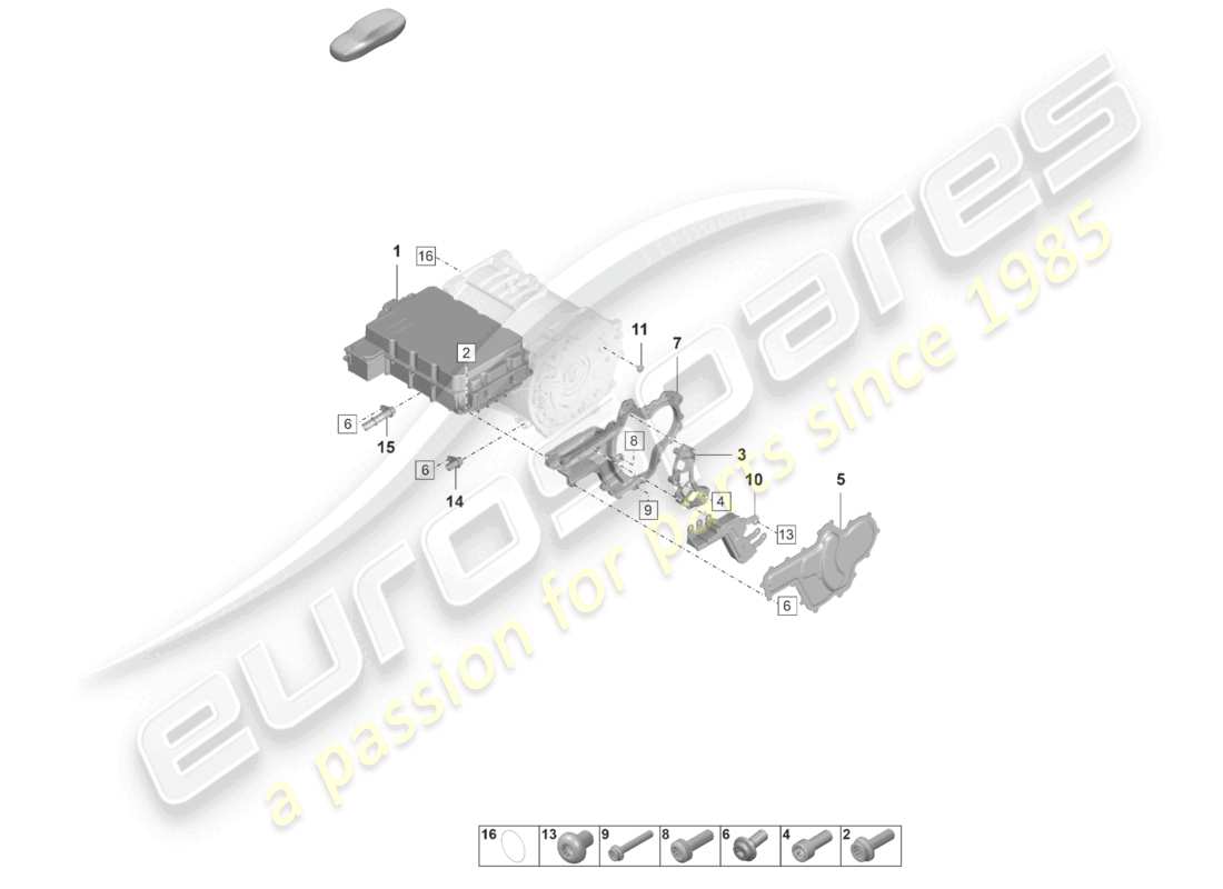 porsche 2021 (taycan 9j1-1) motor de tracción para accionamiento eléctrico piezas individuales eje trasero diagrama de piezas