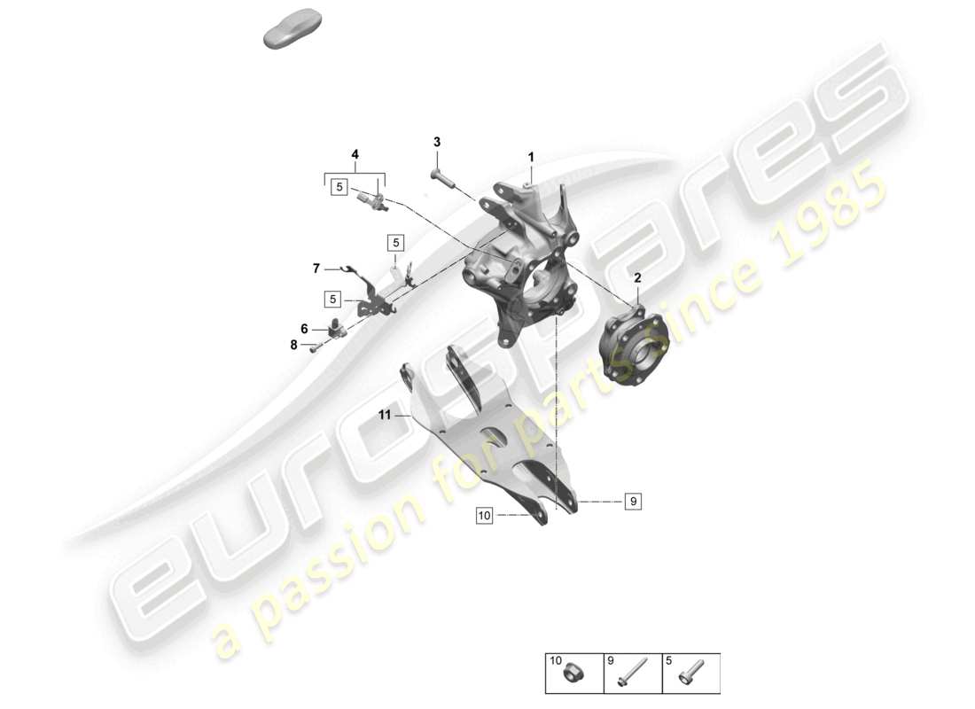 porsche 2025 (macan-e) portaruedas cubo de rueda diagrama de piezas