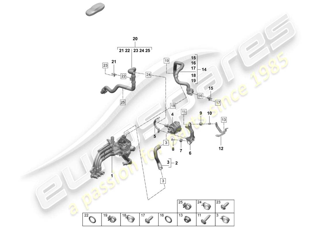 porsche 2025 (macan-e) diagrama de piezas del sistema de refrigeración del refrigerante
