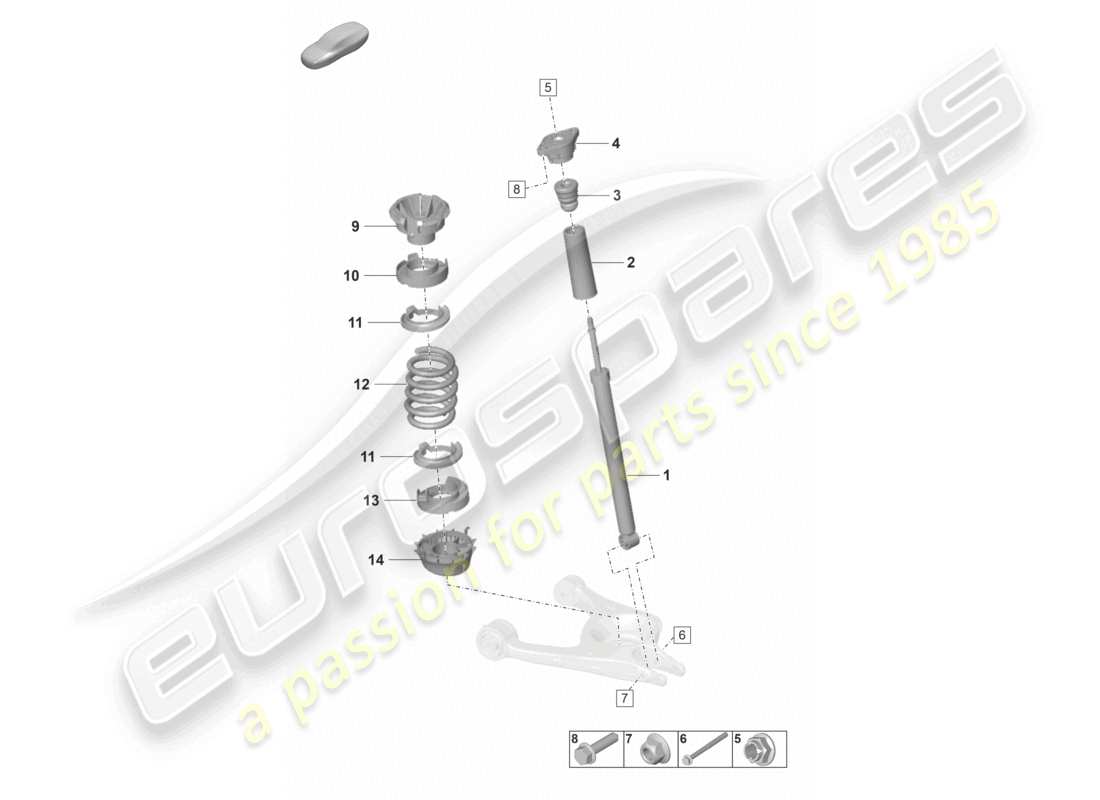 porsche 2022 (panamera 971-2) diagrama de piezas de los amortiguadores de suspensión de resorte de acero