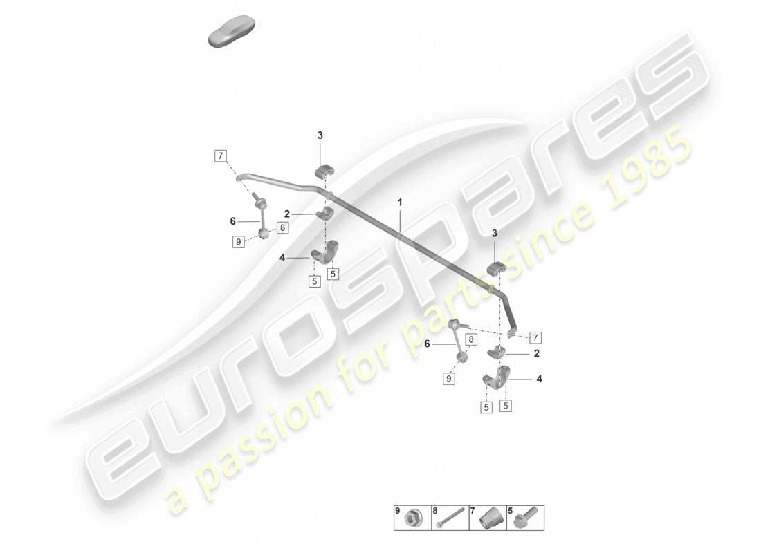 porsche 2022 (panamera 971-2) diagrama de piezas de la barra estabilizadora